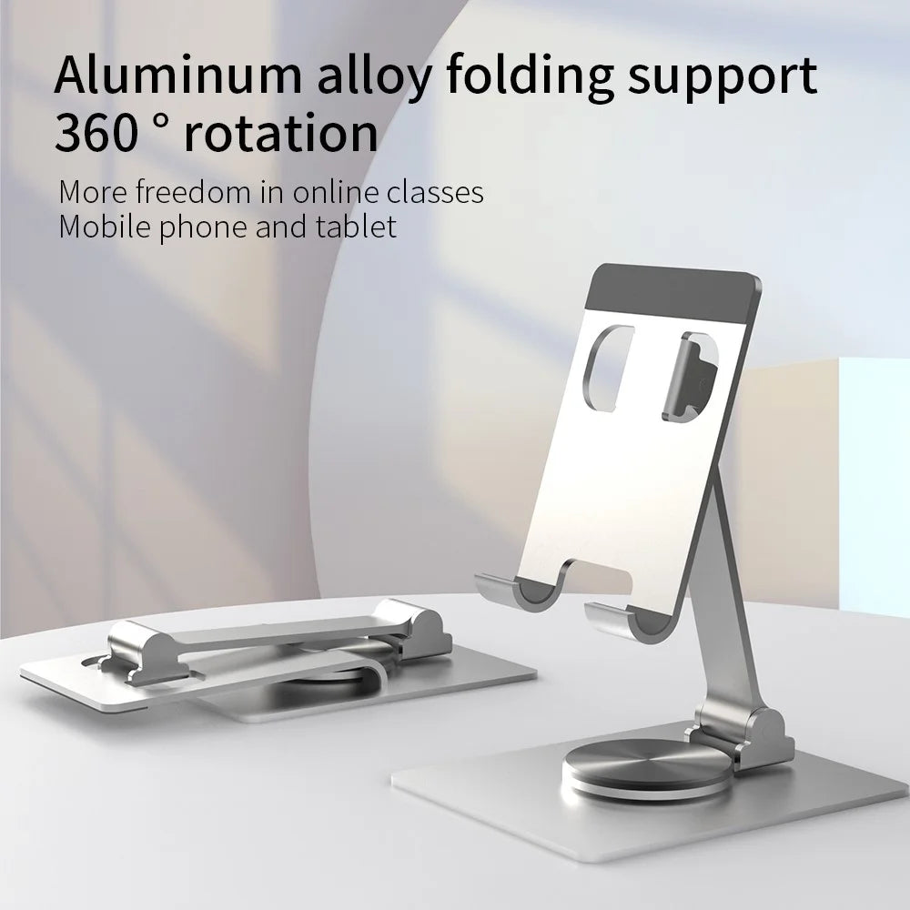 YY-022 Desktop Phone Tablet Holder Stand 360-Degree Rotatable Aluminum Alloy Bracket - Black - 2