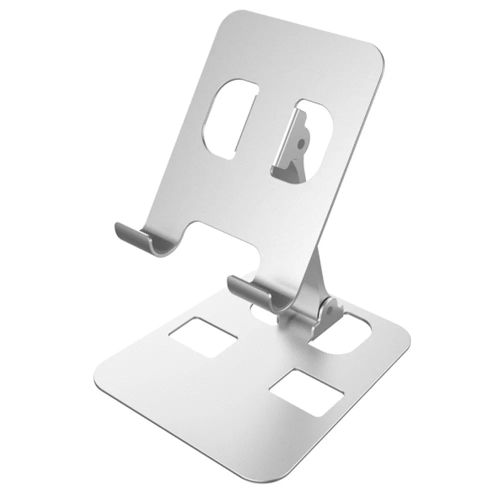 YY-026 Foldable Desktop Stand Aluminum Alloy Bracket for 4.5-11cm Mobile Phones - Silver Grey - 1