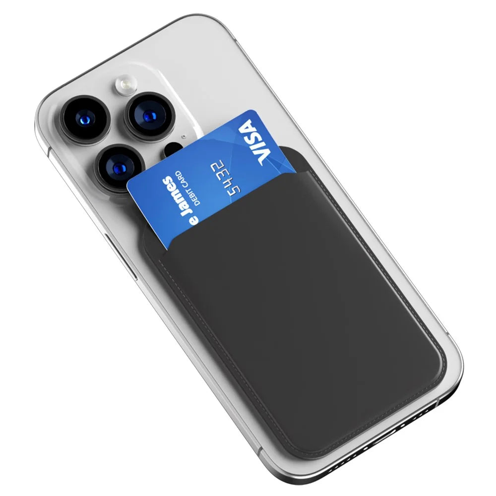 Magnetic Folding Phone Kickstand with Mirror, Lightweight Thin Cell Phone Stick on Card Holder - Black - 2
