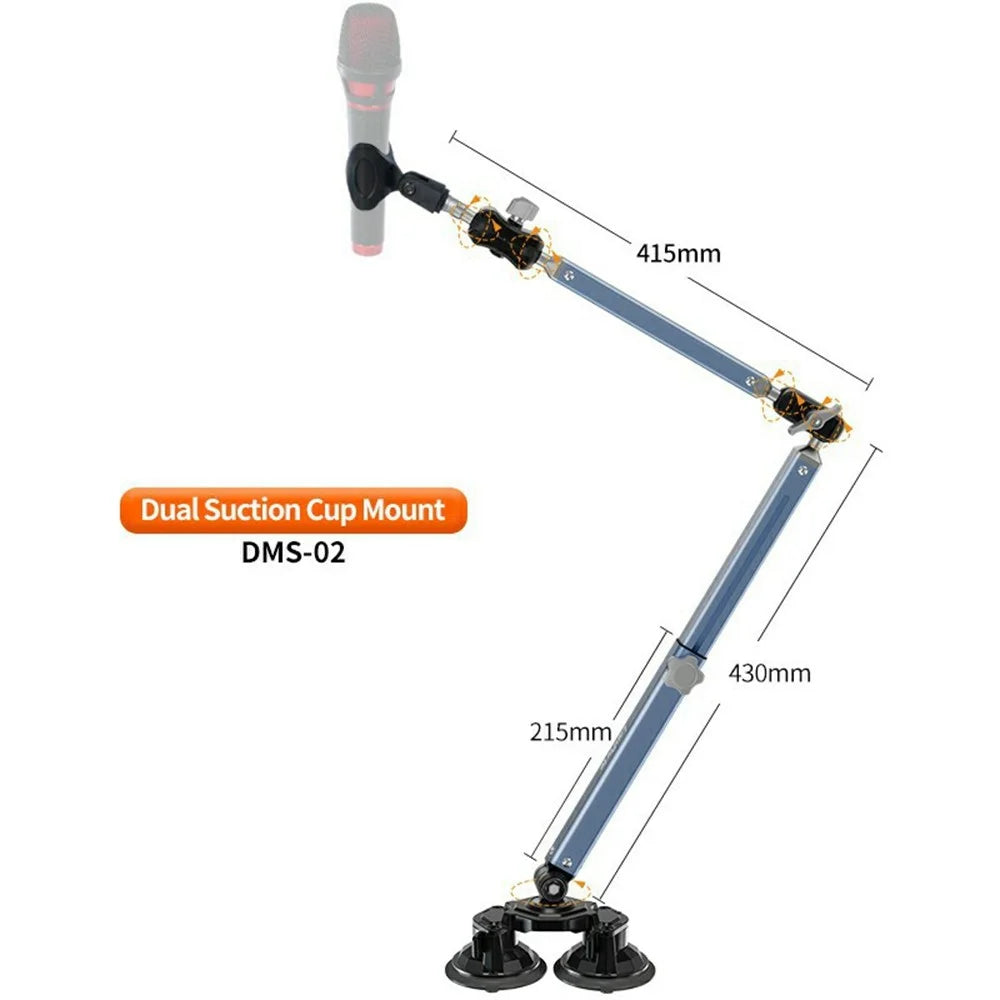 LANPARTE DMS-02 Three Sections Adjustable Heavy Duty Microphone Boom Arm Stand with Suction Cups - Blue - 7