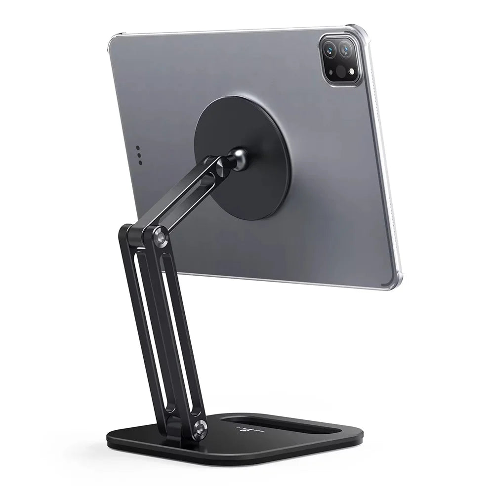 BONERUY C47 Magnetic Tablet Stand Dual Arm Foldable Aluminum Alloy Desktop Mount Holder - Black - 1