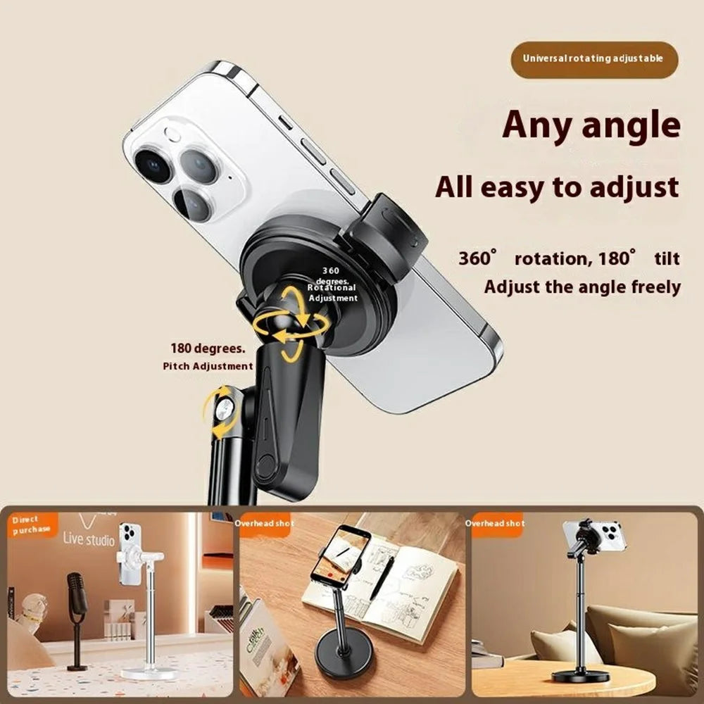 T16 Rotating Extendable Desktop Phone Holder Livestream Vlog Recording Adjustable Stand - Black - 2