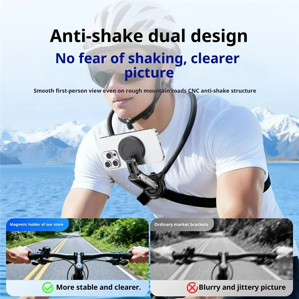 G02S Magnetic Neck Phone Holder for POV Vlogging First-Person Perspective Filming Silicone Neckband Bracket - 3