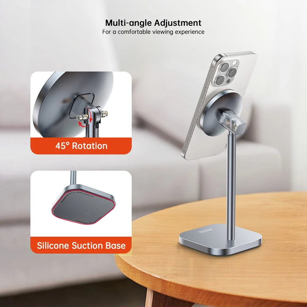 XUNDD XDHO-073 Magnetic Phone Holder Desk Stand Aluminum Alloy 45 Degree Tilt Hands-free Bracket - Black - 6