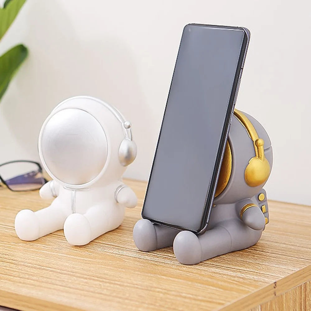 Creative Cartoon Astronaut Mobile Phone Holder Desktop Cellphone Bracket Stand Home Decor - Grey - 7