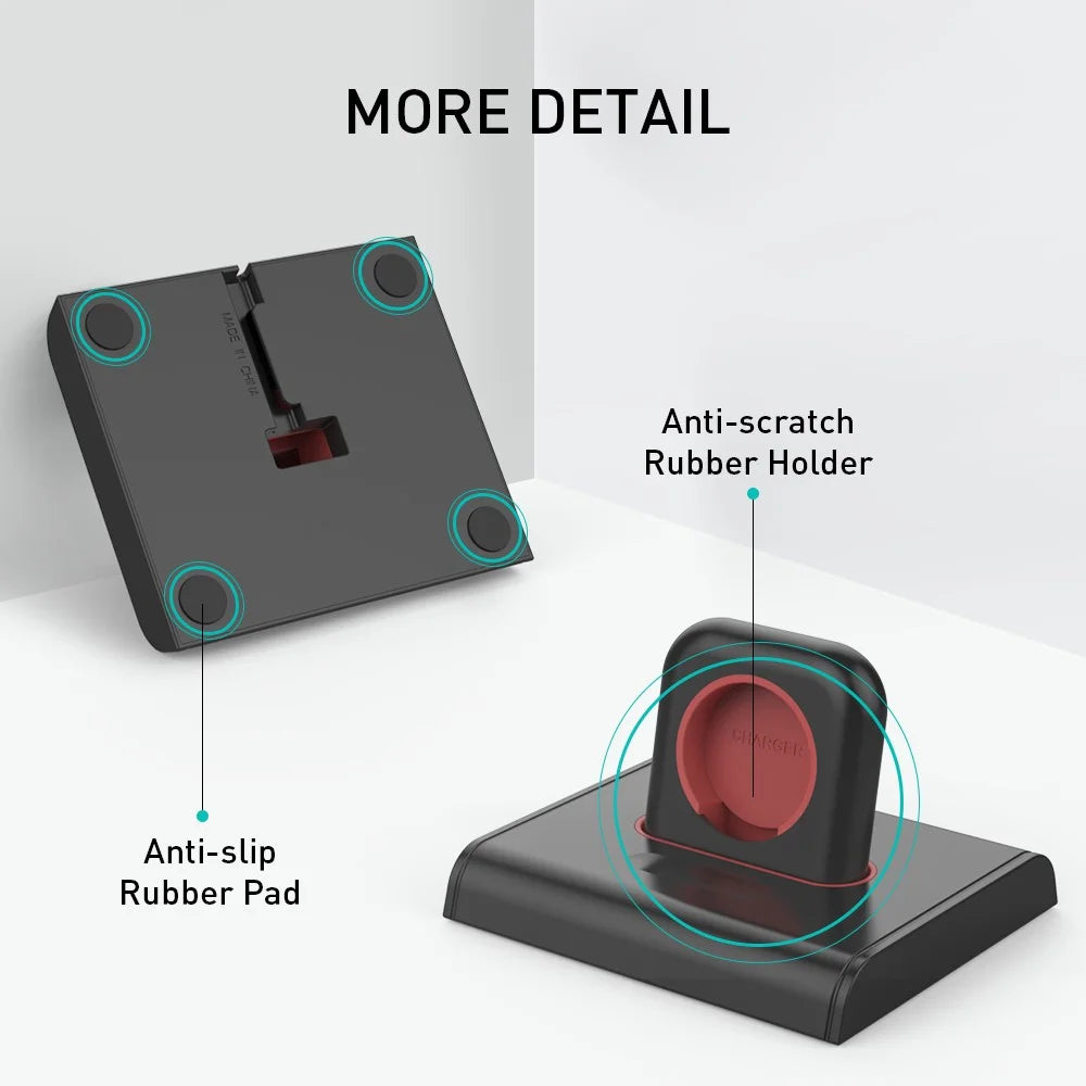 AHASTYLE PT117-1 For Apple Watch Charger Holder Charging Stand Smartwatch Charging Base - Black - 4