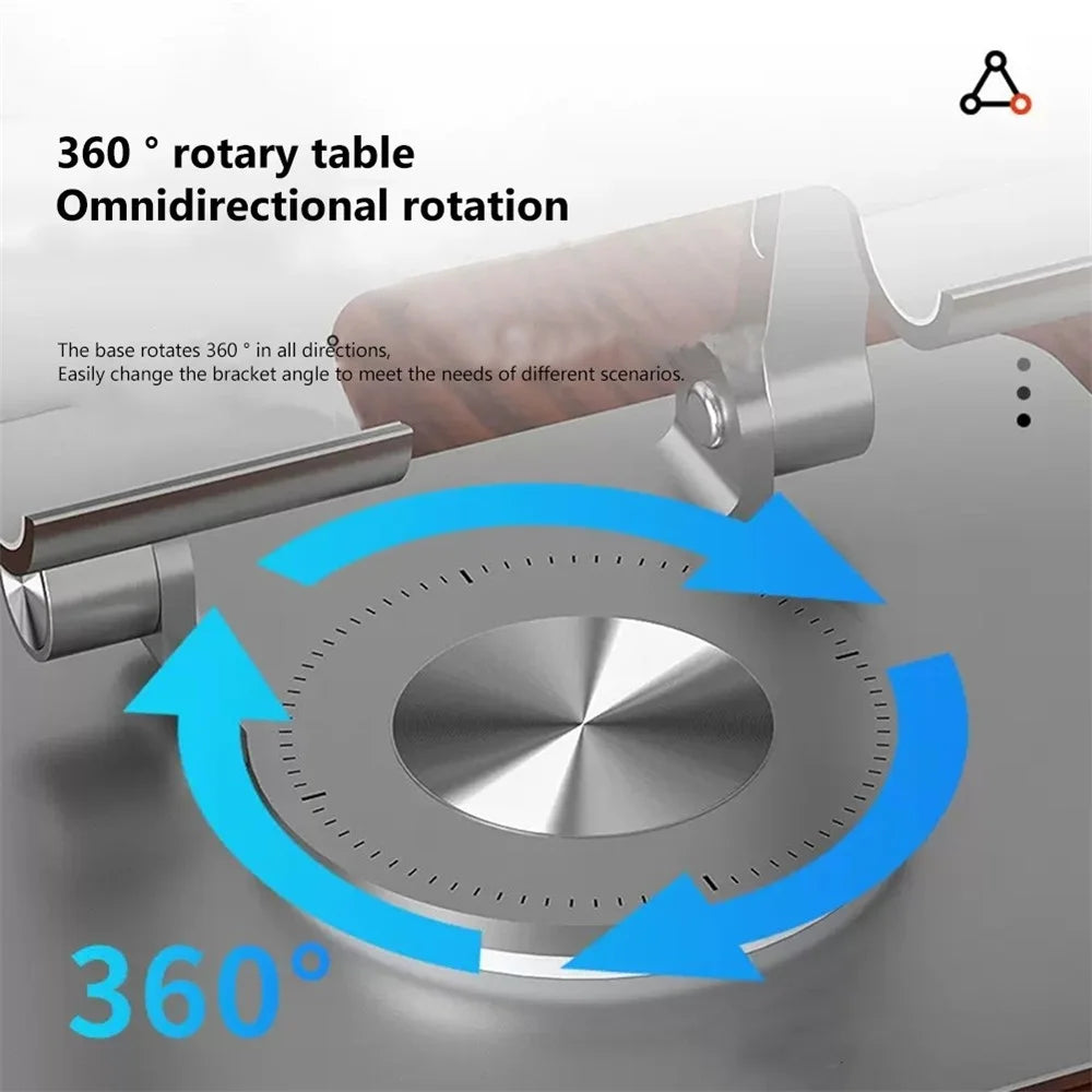 P2027 Folding Lazy Bracket 360 Degree Rotation Aluminum Alloy Tablet Holder Stand - Silver - 2