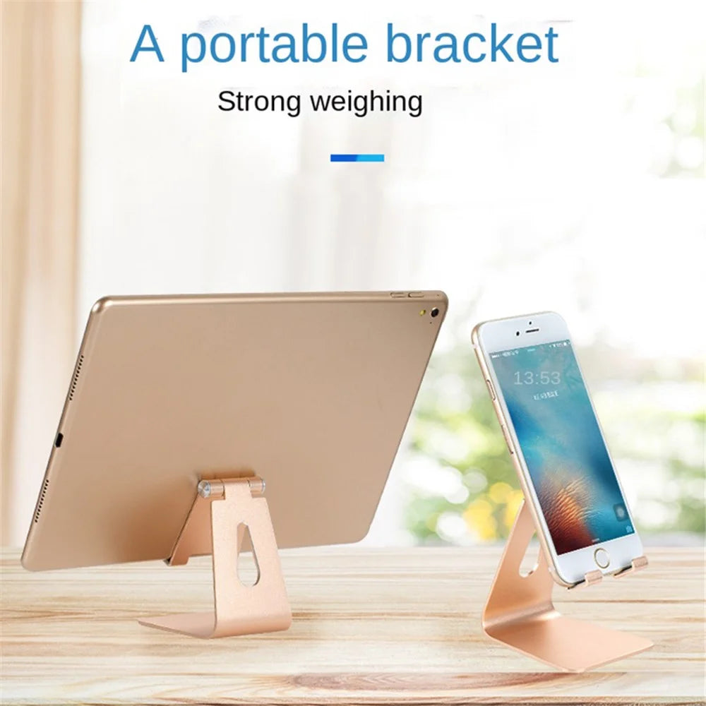 Z4A Small Size Adjustable Desktop Lazy Mobile Phone Tablet Holder Aluminum Alloy Stand Cellphone Tablet Bracket - Gold - 2
