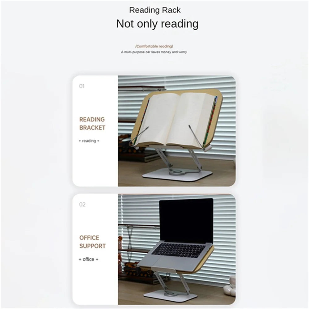 BONERUY R17 Metal Book Reading Stand Foldable Double Rod Support Book Holder for Books Laptop Tablet Textbook - 2