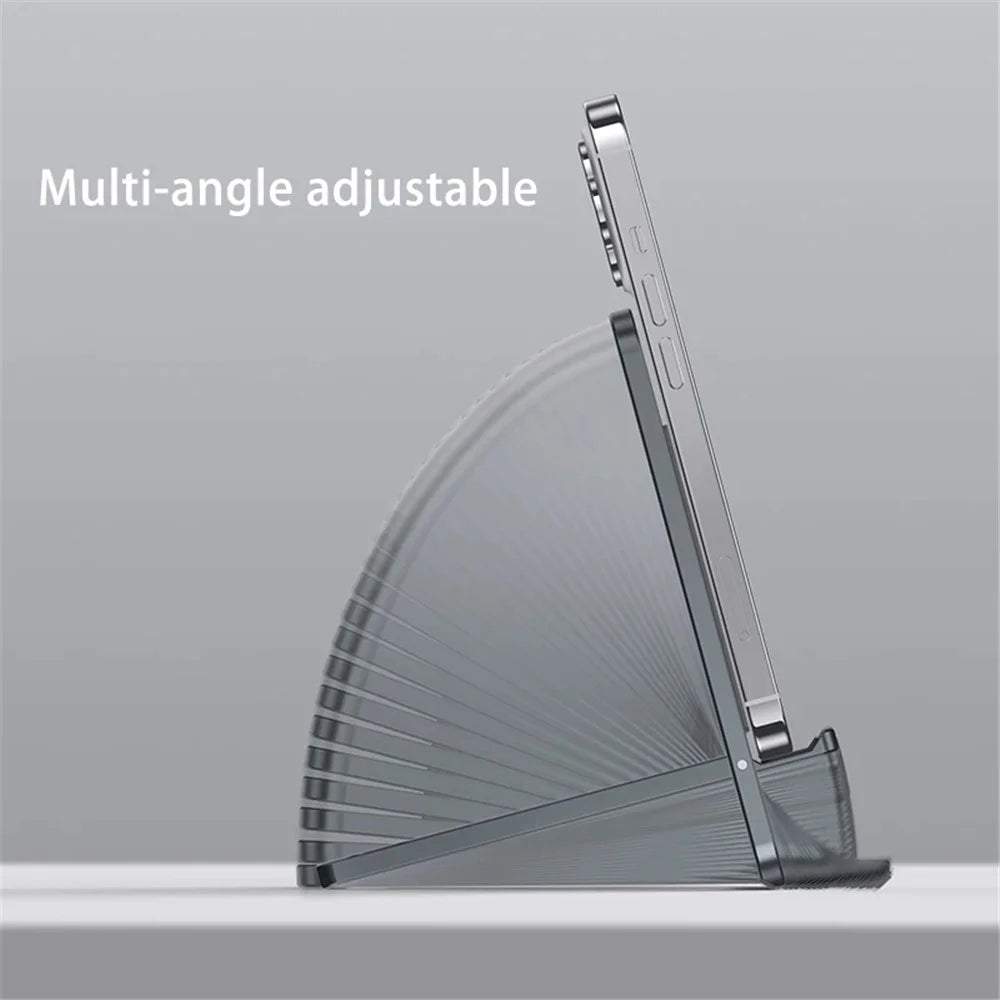 BONERUY T6 Cell Phone Stand Foldable Aluminum Adjustable Phone Tablet Holder Cradle Dock for Desk Travel - Dark Grey - 4