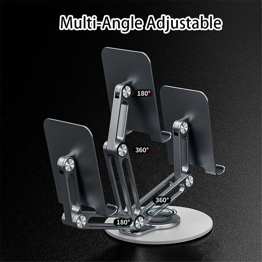 BONERUY L06MINI Tablet Stand Holder Adjustable Aluminum Alloy Desktop Phone Mount Stand 360 Degree Rotating Cradle - Silver - 5