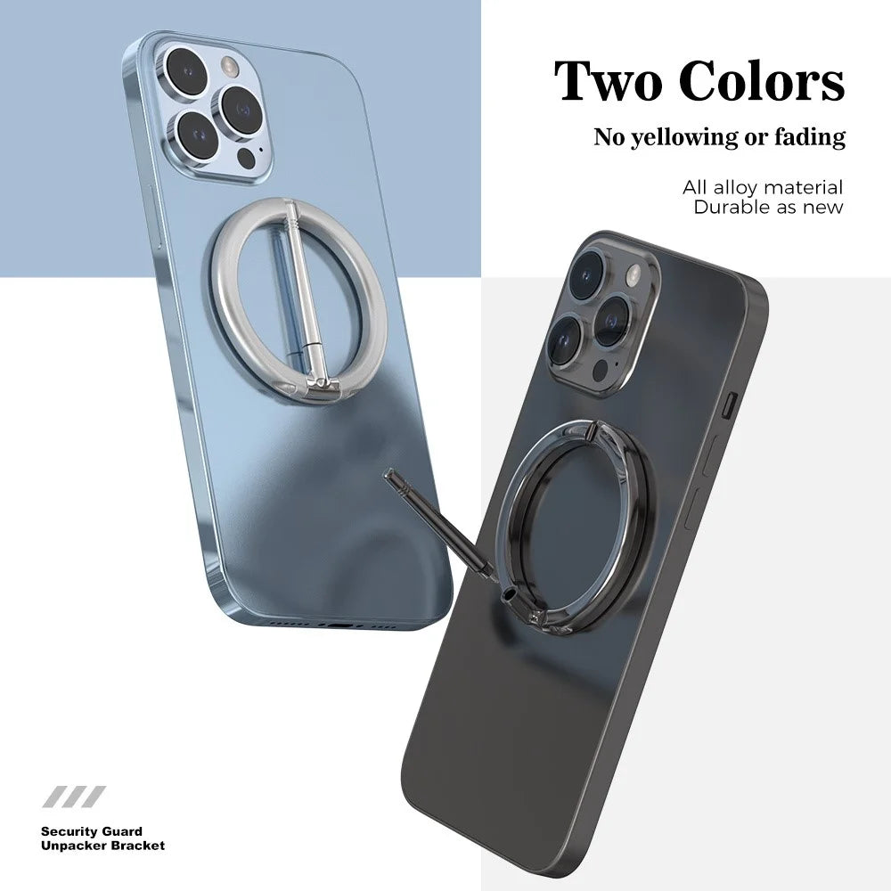R-JUST SJ20-4 Magnetic Phone Ring Holder with Knife Vertical and Horizontal Stand Foldable Cellphone Kickstand - Dark Grey - 7