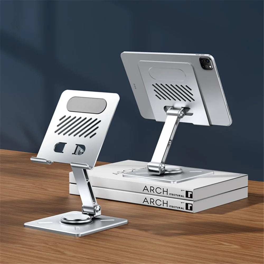 XUNDD XDHO-027 Rotation Foldable Desktop Holder Tablet Stand for iPhone 16 / 16 Plus / 16 Pro / 16 Pro Max - Silver - 2