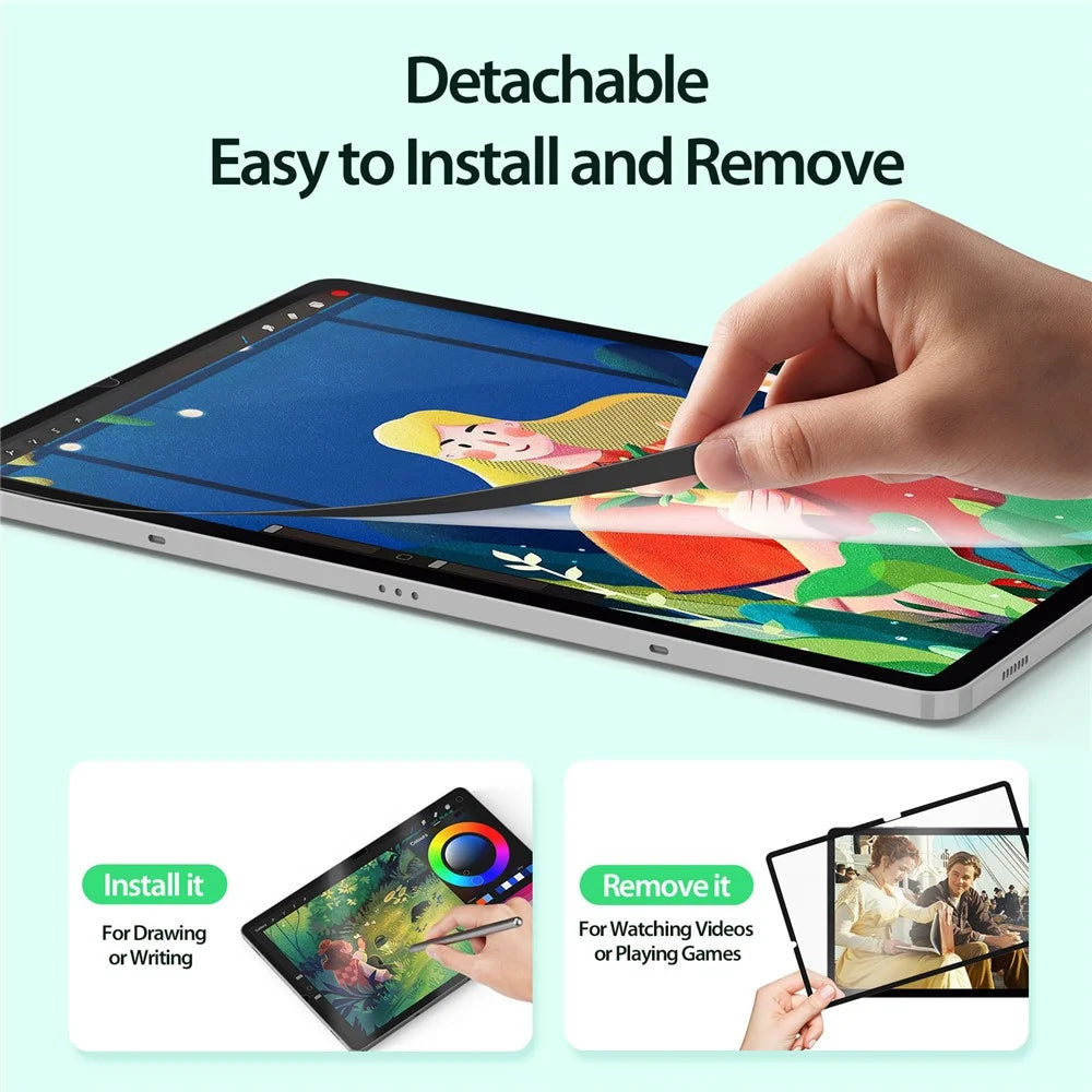 DUX DUCIS For Samsung Galaxy Tab S9+ / Galaxy Tab S9 FE+ / Galaxy Tab S8+ / Galaxy Tab S7+ / Galaxy Tab S7 FE / Galaxy S10 Plus Paper-like Film  Naad Series Screen Protector Detachable Matte PET Tablet Film - Black - 7