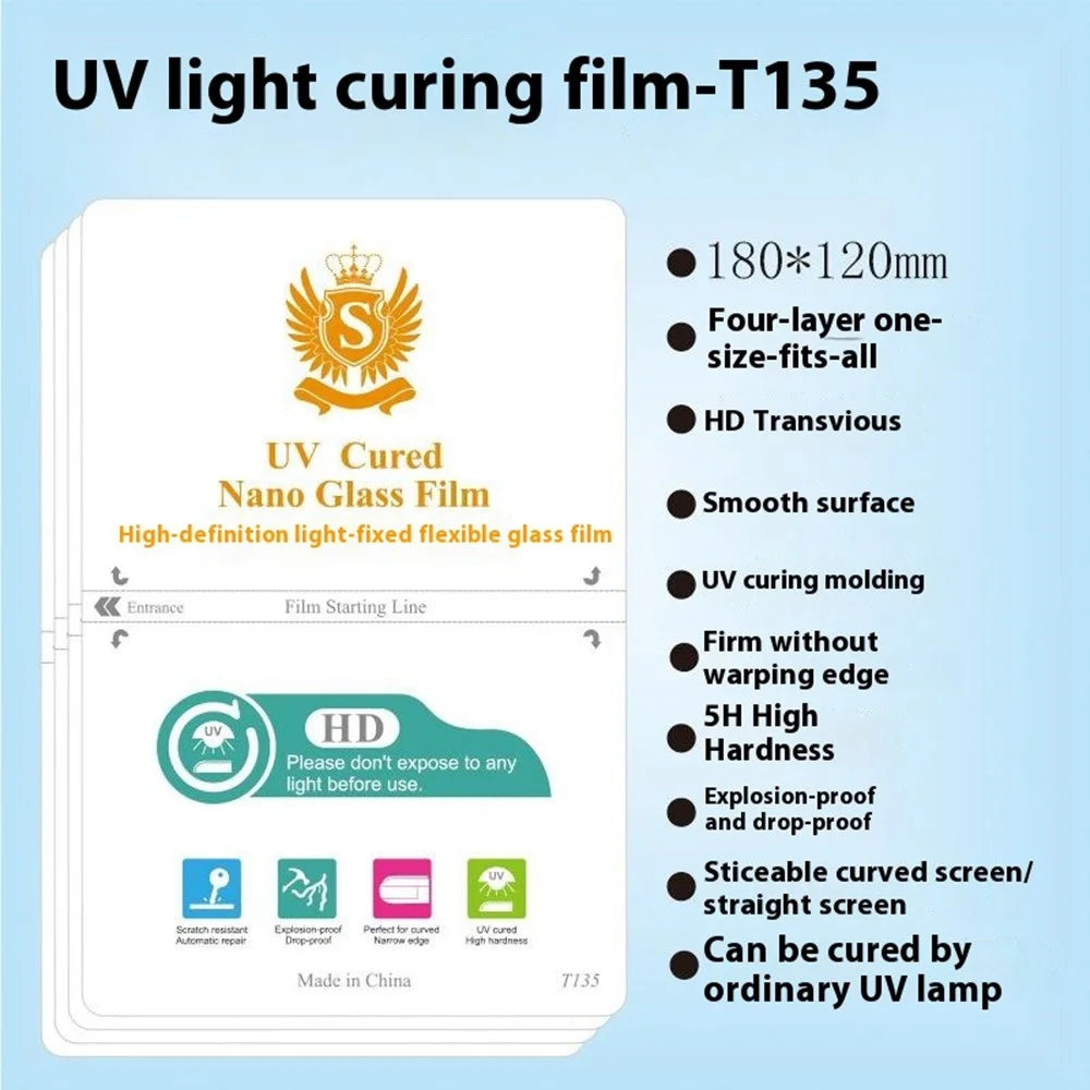 50 Pcs UV Light Curing Film Scratch Resistance Screen Protector For Curved  /  Flat Screens - T135-HD - 3