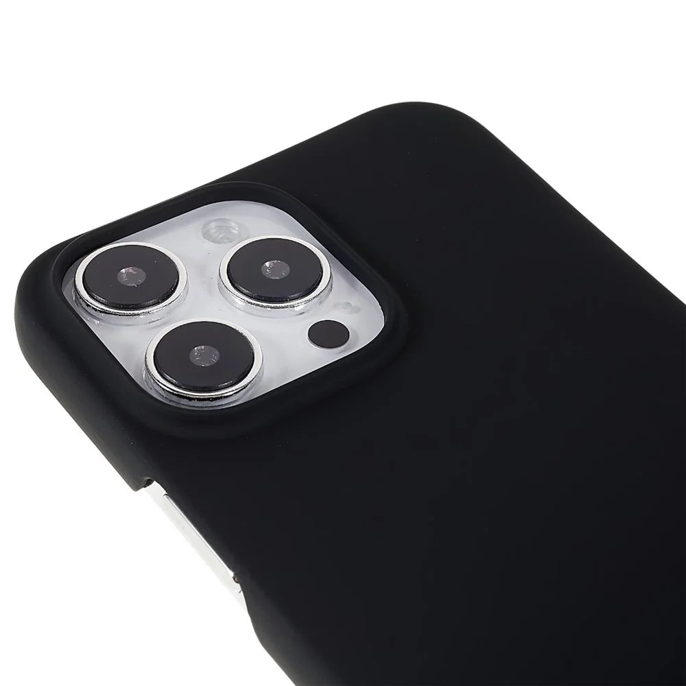 For iPhone 14 Pro Max 6.7 inch Wear-resistant Hard PC Back Cover Rubberized Glossy Surface Anti-shock Protector - Black - 6