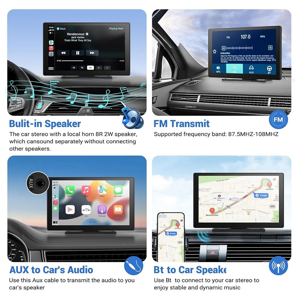 W519 9 Inch Wireless CarPlay Android Auto Screen Portable Car Stereo with GPS Navigation / AirPlay / Mirror Link - 6