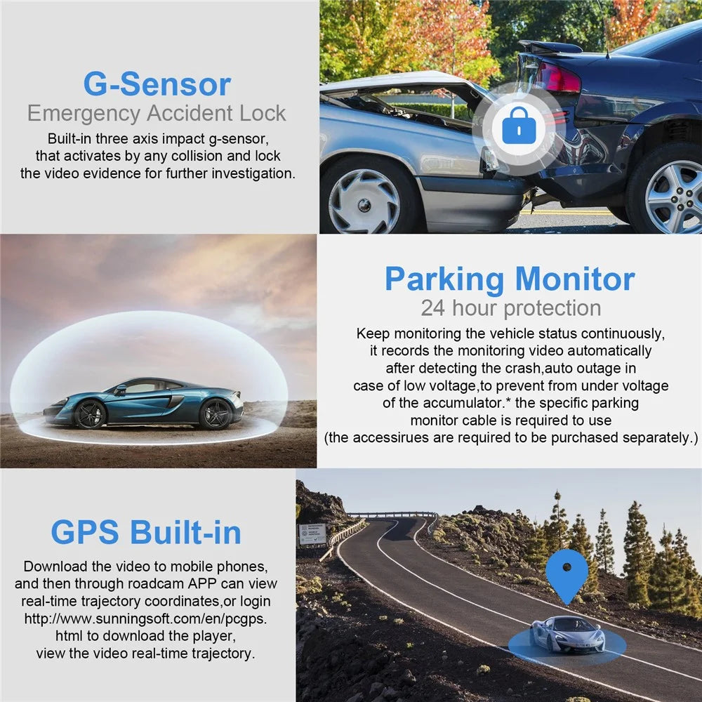 V53 4K UHD 2160P Car Parking Camera WiFi GPS Car Dashboard Camera Recorder 170-degree Wide Vision G-Sensor Design for AZDOME GS63H - 4