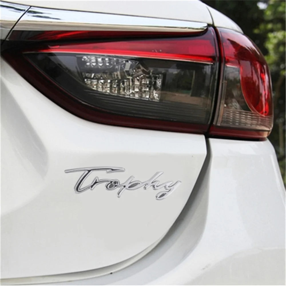 TROPHY Letter Aluminum Alloy Label Decor Self Adhesive Car Decal Sticker SUV Decoration - Silver - 2