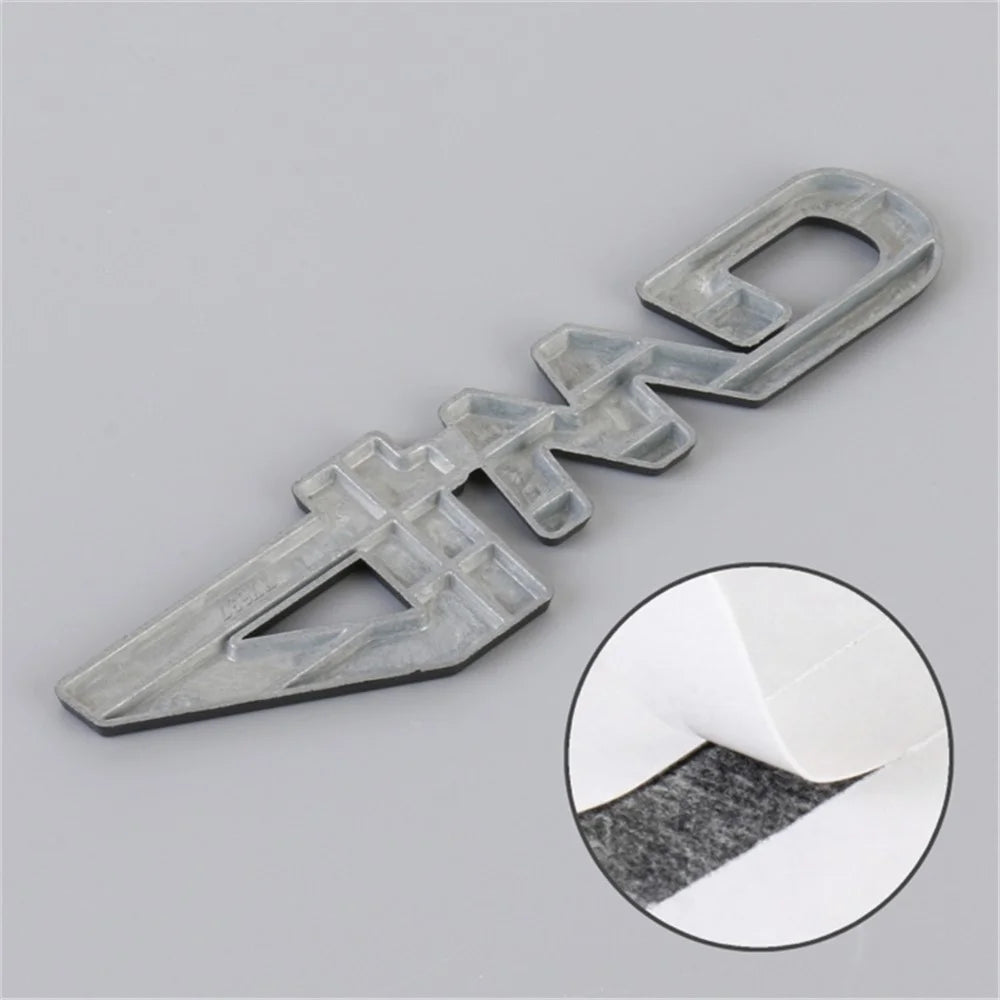 Aluminum Alloy Car Badge Sticker 4WD Letter Decal Universal Car Exterior Sticker - Black+Red - 4