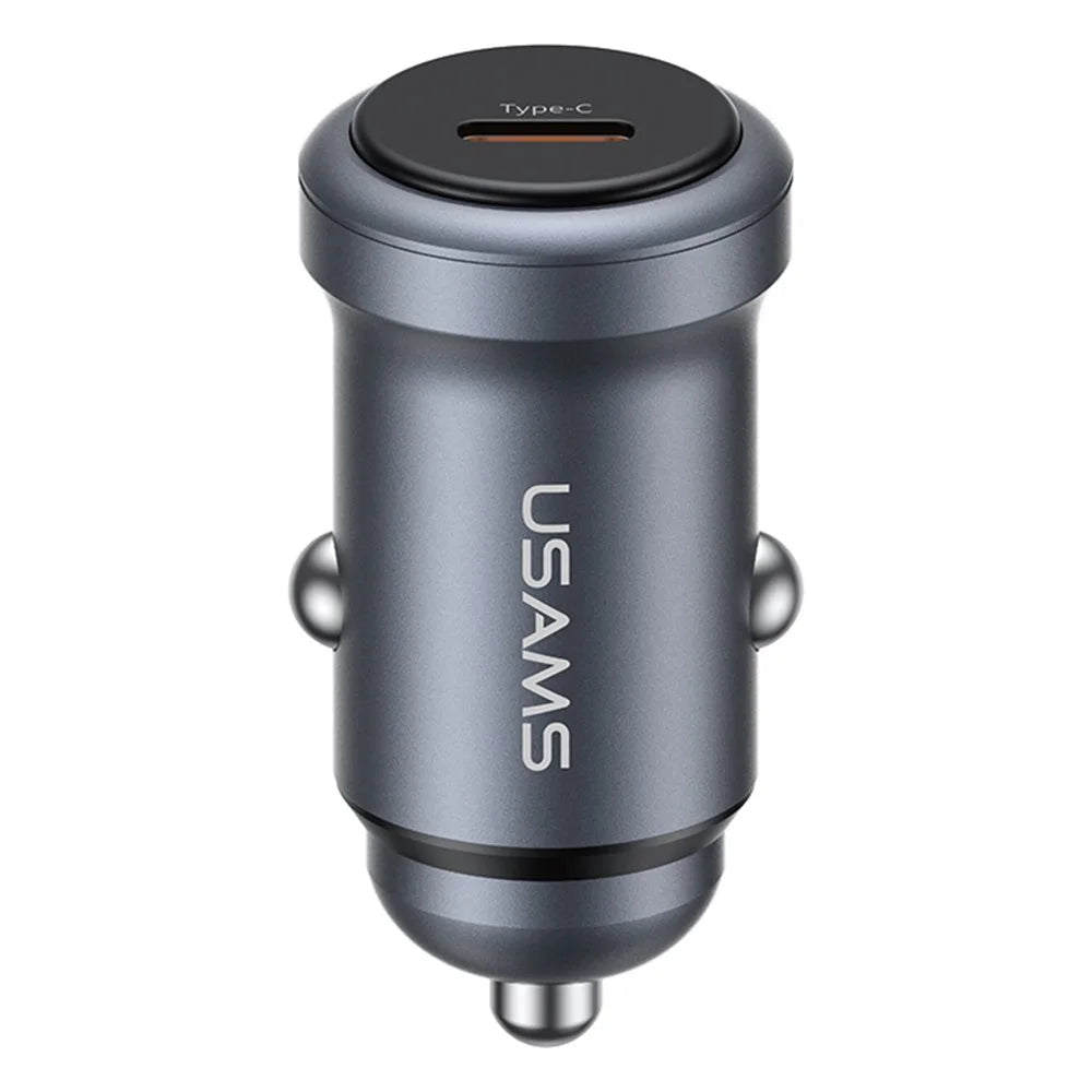 USAMS CC321 Car Charger PD 30W Fast Charging Single Port Aluminum Alloy Mini Cigarette Lighter Charger for Vehicle - 1