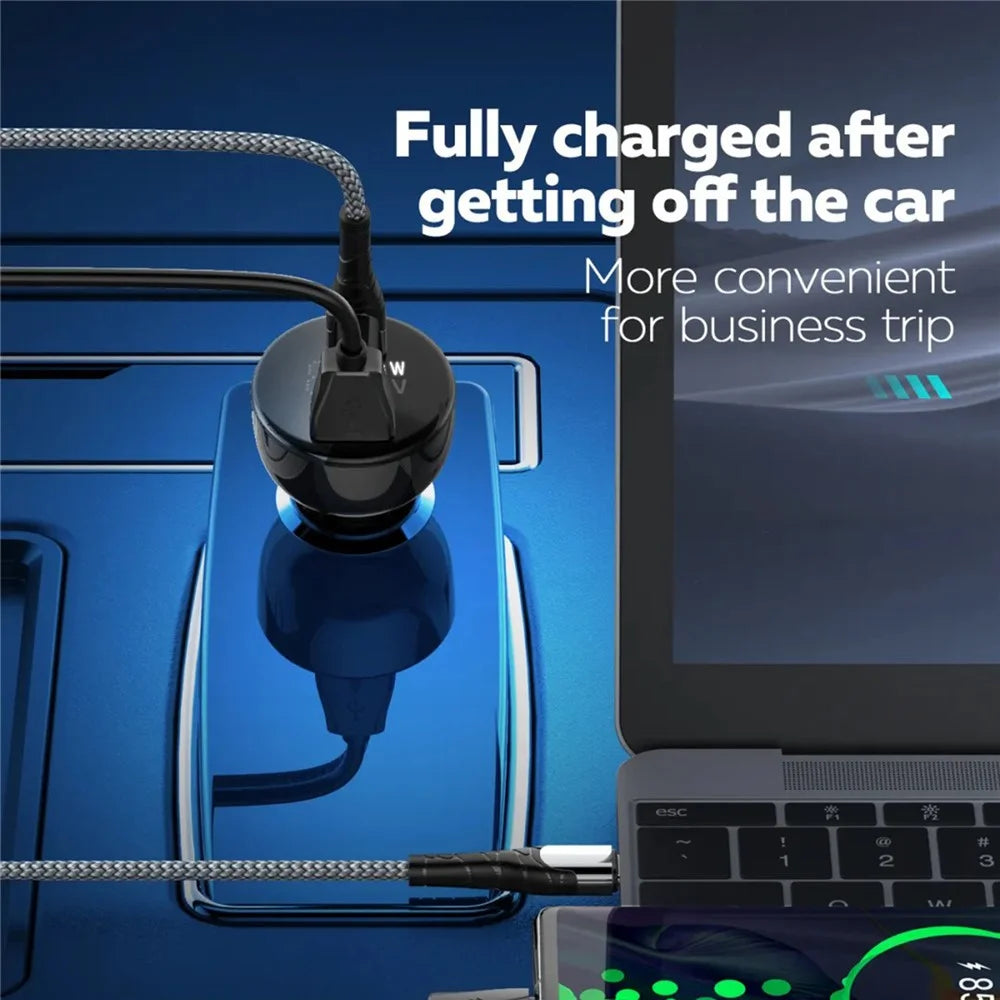 LDNIO C101 100W Car Charger LED Display Dual Port USB-A Type-C PD QC3.0 Fast Charging Car Adapter - Black - 2