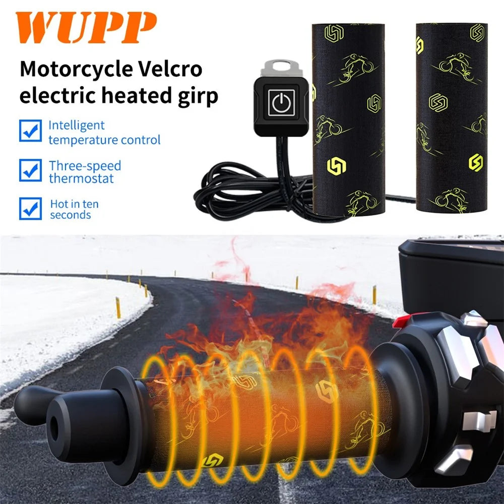 WUPP CS-974B1 1 Pair Stylish Pattern Motorcycle Heated Grips Handlebar Heating Pads 3-Gear Adjustable Motorbike Handlebar Heating Cover - 7
