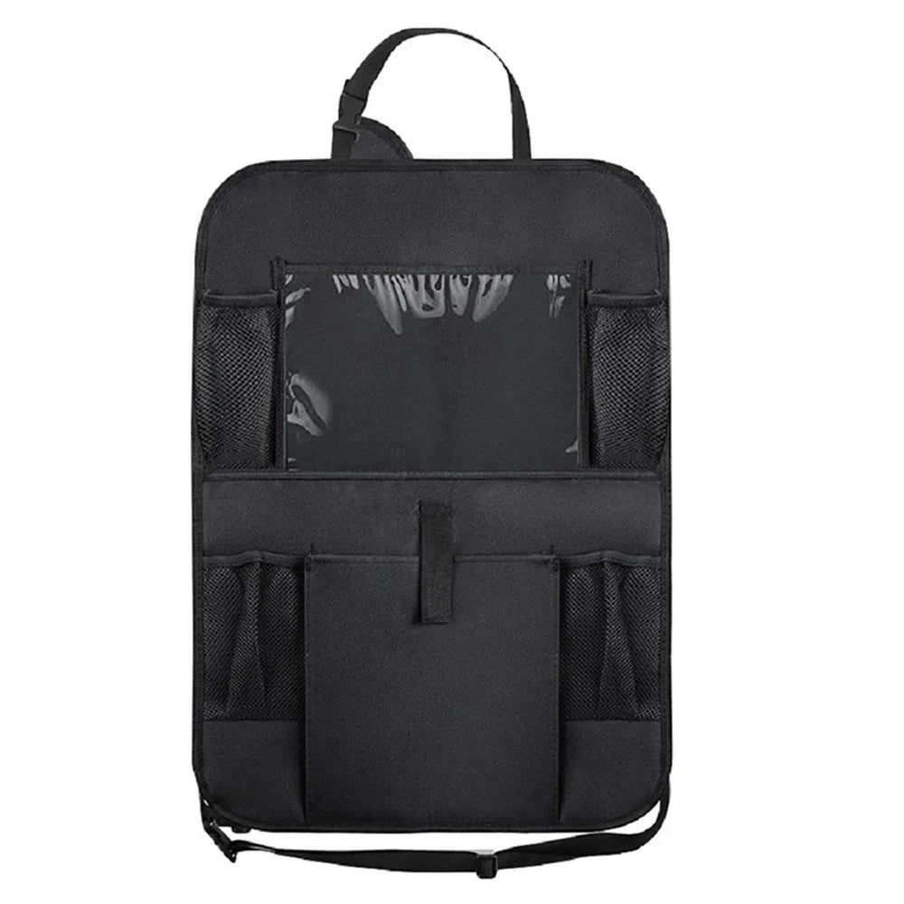 BY-1050 Multi-Pocket Car Back Seat Organizer Protector Hanging Storage Bag with Transparent Tablet Pouch - 1