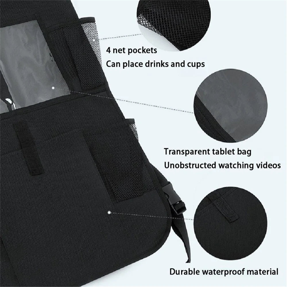 BY-1050 Multi-Pocket Car Back Seat Organizer Protector Hanging Storage Bag with Transparent Tablet Pouch - 4