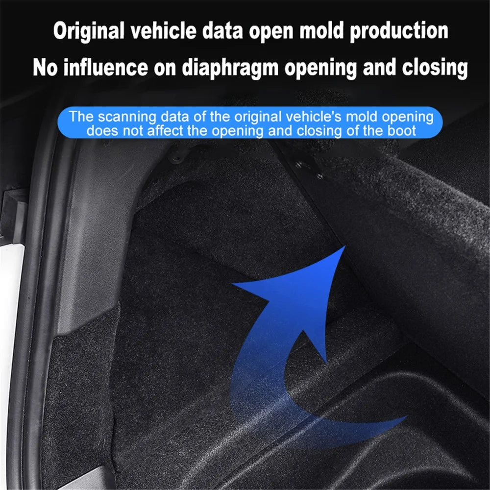 M10357 1 Set For Tesla Model Y Car Rear Trunk Storage Bin TPE Box Organizer with Handle Design Flocking Cover Lid - 3