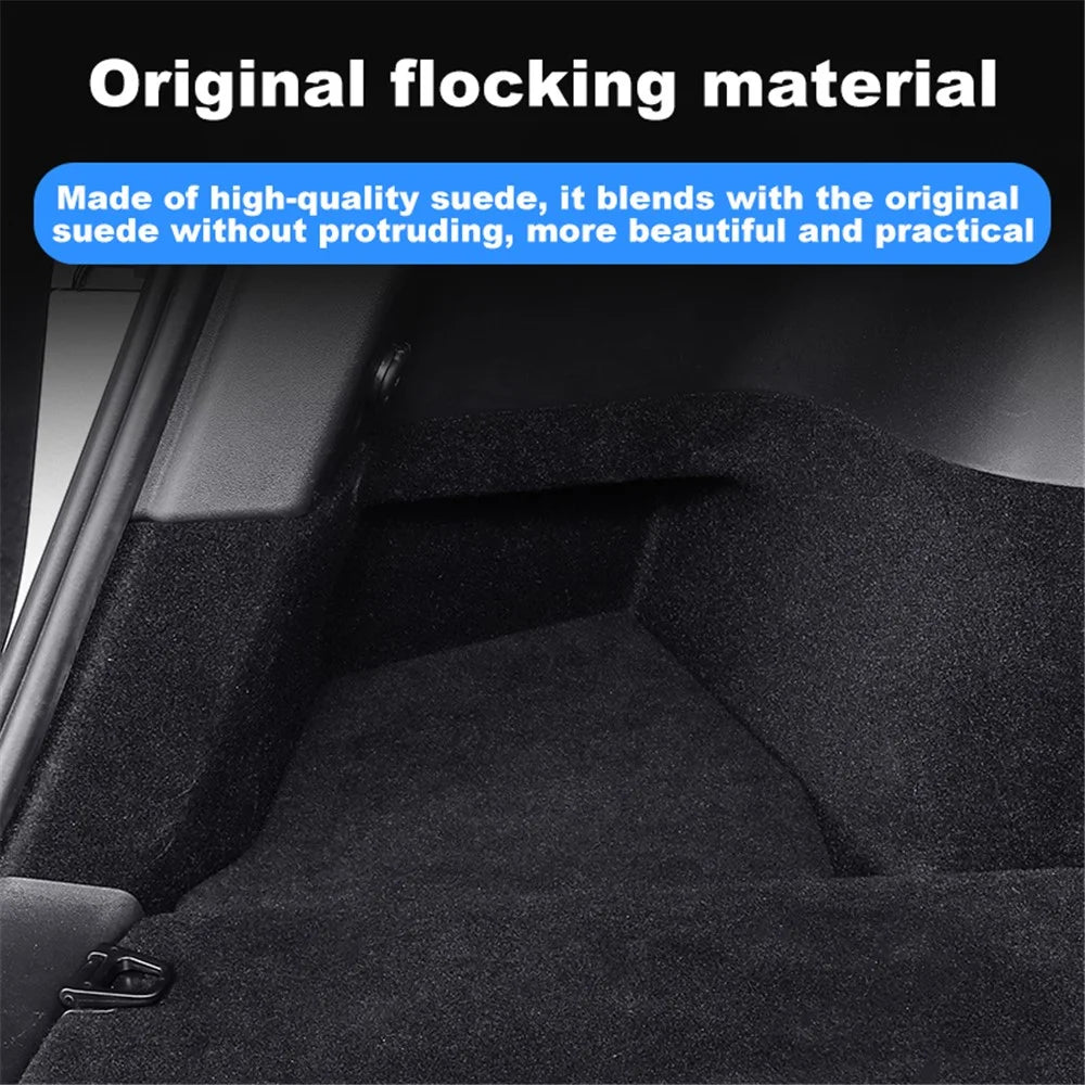 M10357 1 Set For Tesla Model Y Car Rear Trunk Storage Bin TPE Box Organizer with Handle Design Flocking Cover Lid - 4