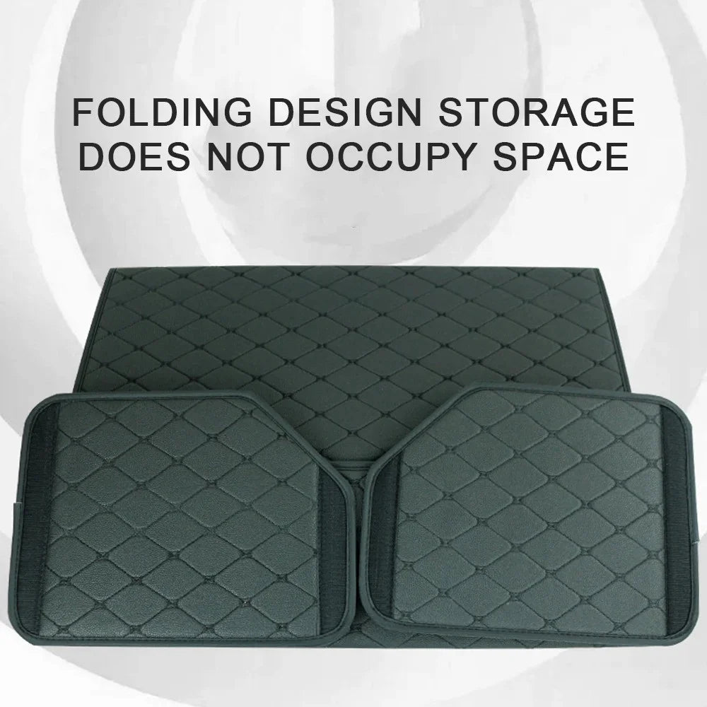 10006 Multi-function Foldable Leather Car Trunk Storage Box, Extra Large Size - Grid / Black+Red Line - 3