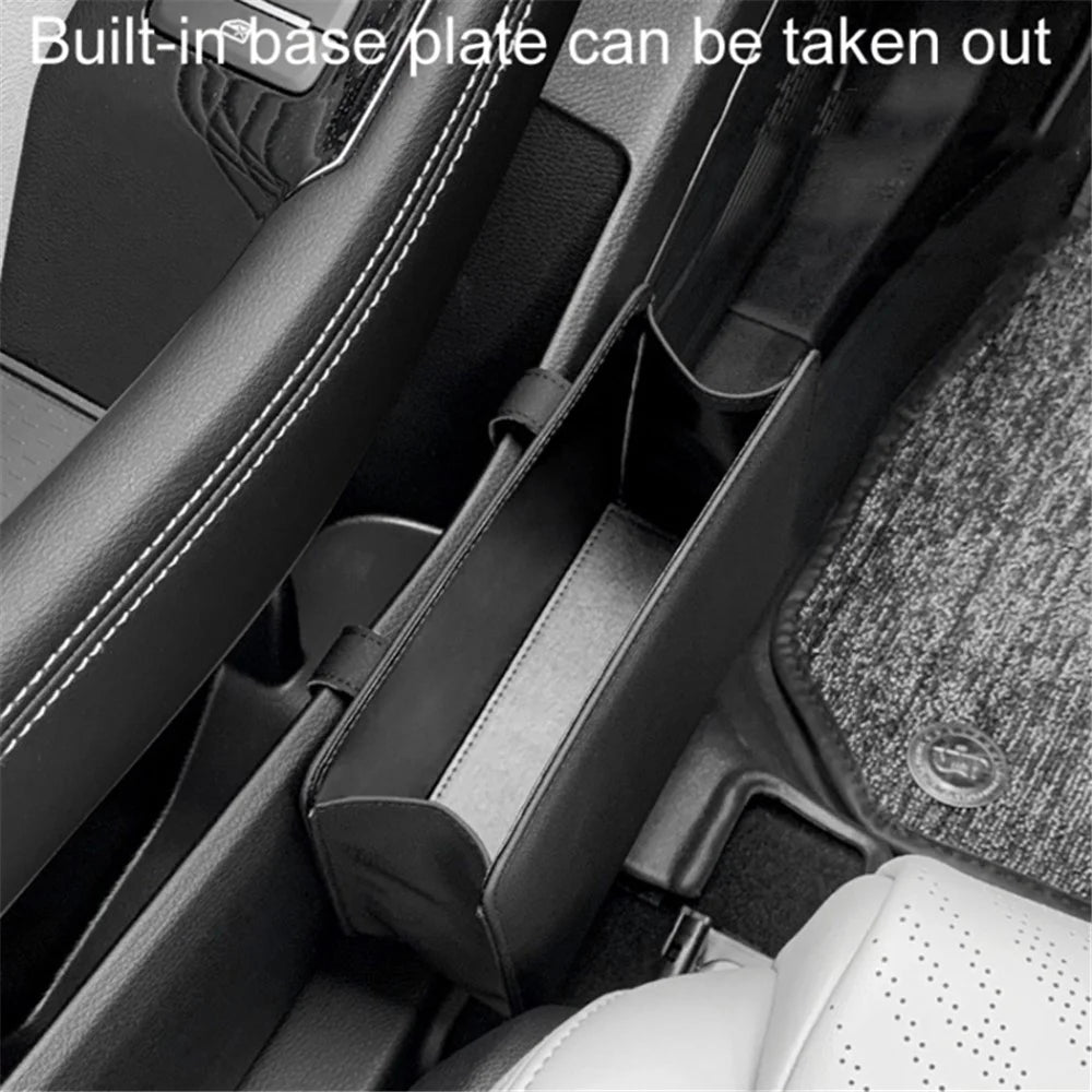 Car Seat Gap Organizer Leather Storage Box Seat Back Side Organizer for Phones Keys - Black - 3