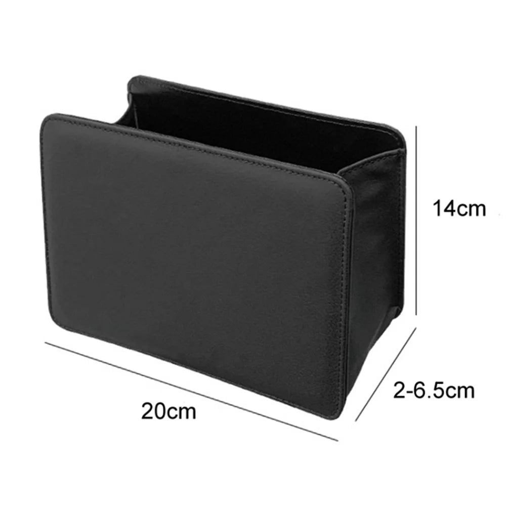 Car Seat Gap Organizer Leather Storage Box Seat Back Side Organizer for Phones Keys - Black - 7