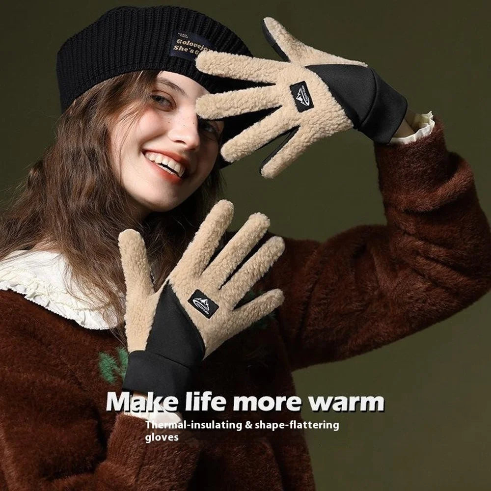 GOLOVEJOY DY54 Winter Warm Gloves Cycling Thickened Thermal Gloves Windproof Support Touchscreen - Camel / M - 2