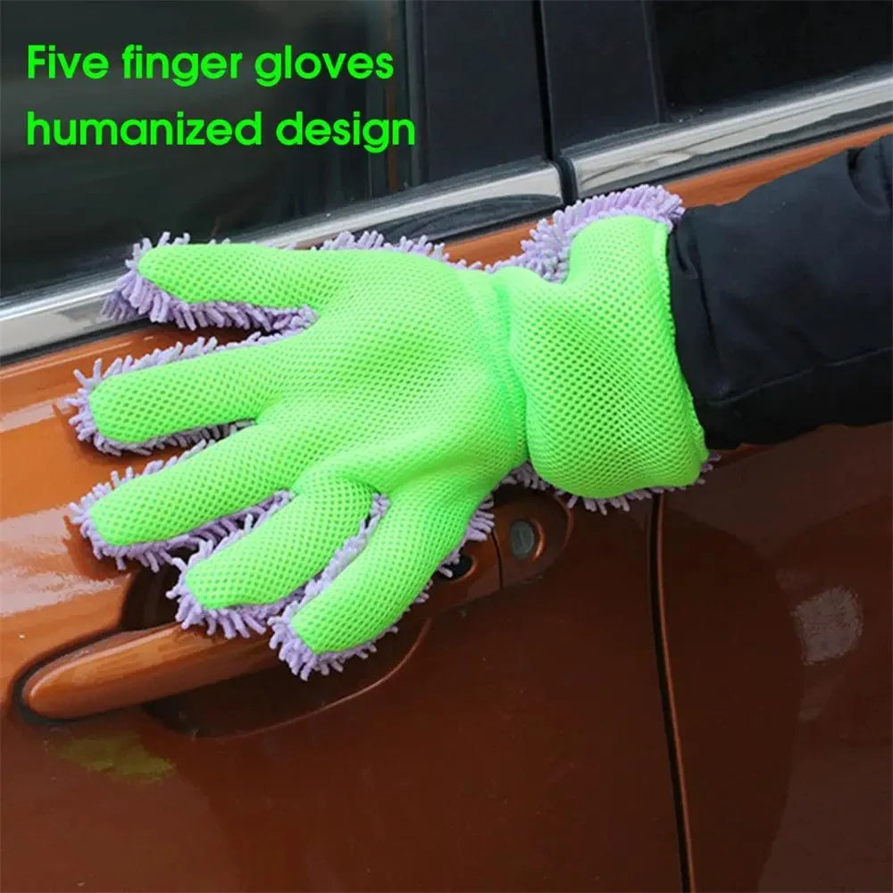 BY-835 Chenille Car Washing Glove Strong Water Absorption Double-sided Car Cleaning Glove - Orange - 3
