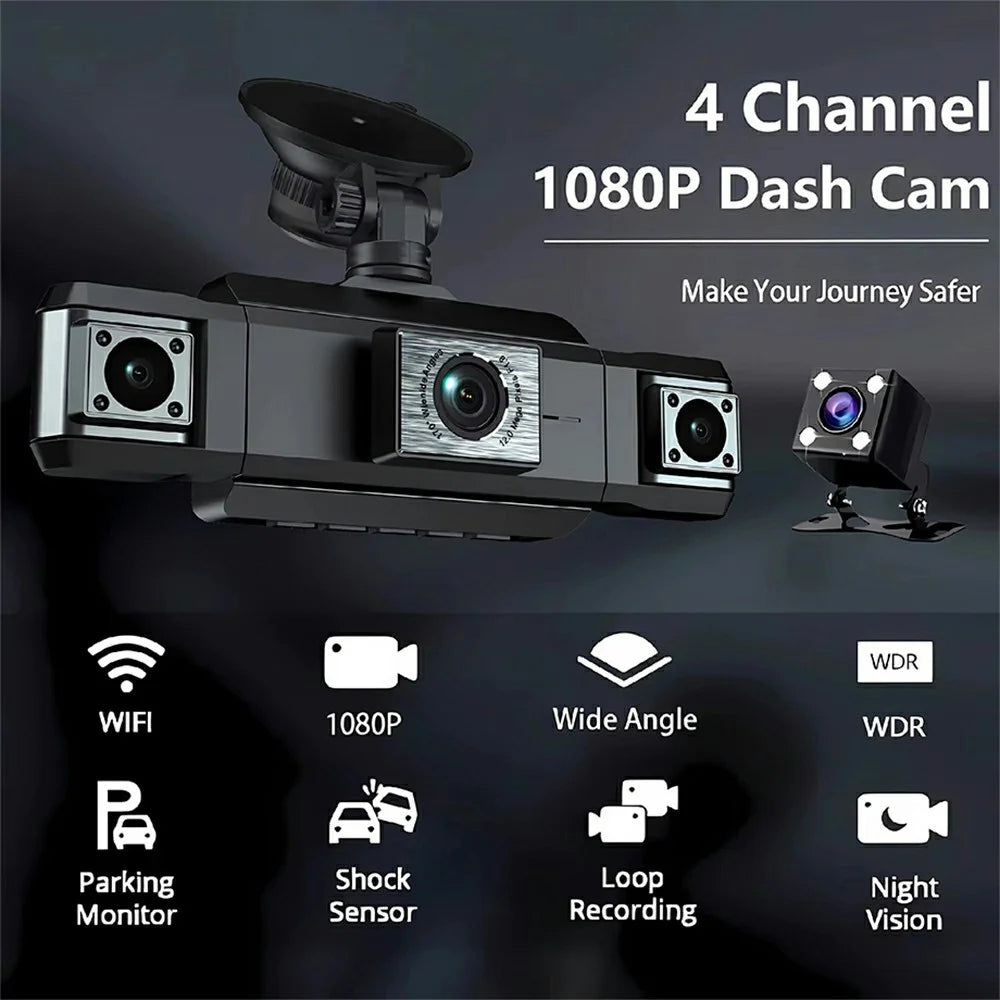 9728D 1080P WiFi Dash Cam HD 4 Channel Cameras with Night Vision Loop Recording - 3