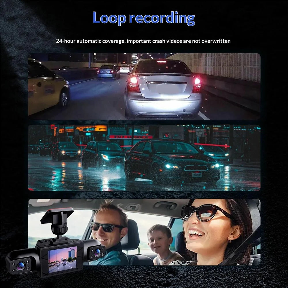 Y107 4 Lens Dash Cam 1080P HD Night Vision Car DVR Front Rear Left Right Recording - Black - 4