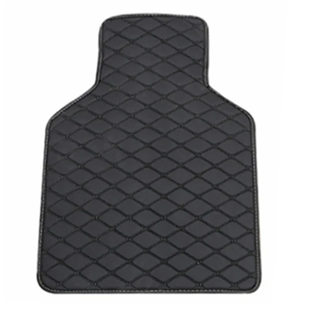 4Pcs / Set Car Front+Rear Floor Mat Anti-Slip Waterproof Leather Vehicle Interior Floor Mat - Black with Black Line - 2