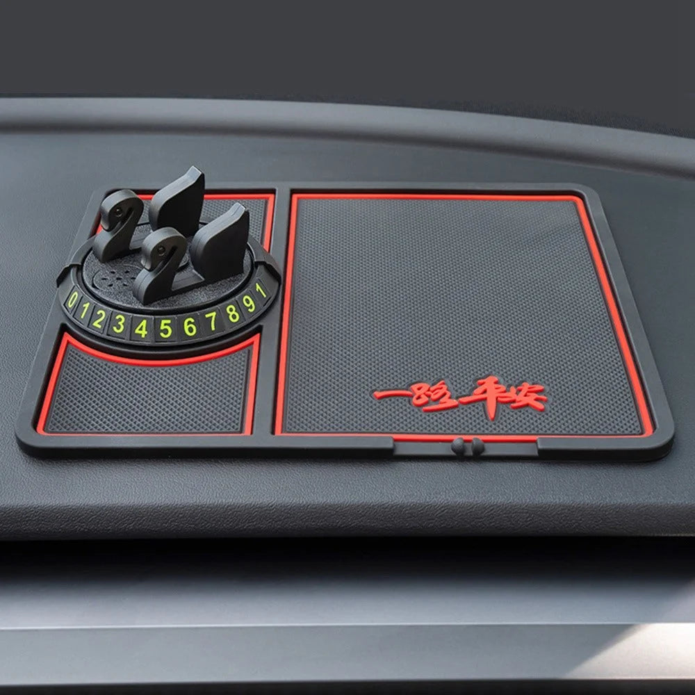 BAVISS B-58 Non-slip Phone Pad for Car, Car Dashboard Phone Mat with Number Plate and Aromatherapy Holes - Black - 2