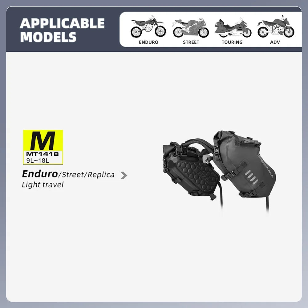 RHINOWALK MT1418 1 Pair Polyester Motorcycle Side Bag Waterproof Rear Seat Bag (XL) - 7