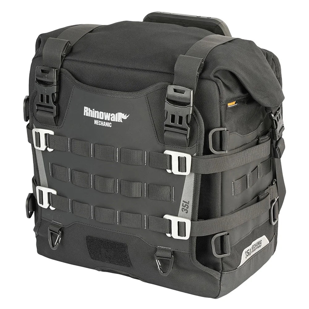 RHINOWALK MJX2004BK 35L Polyester Motorcycle Bag Capacity Expandable Motorbike Side Hanging Bag - Black - 1