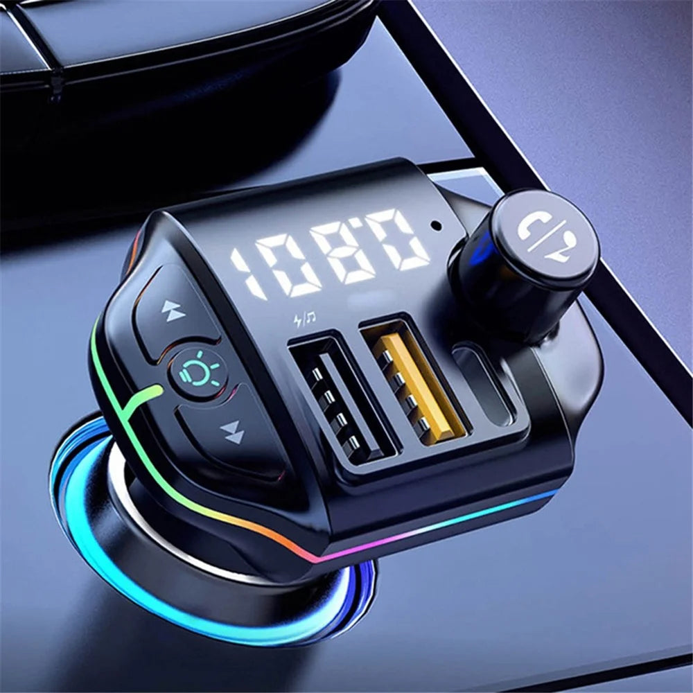 ZTB-A10 Bluetooth-compatible 5.0 FM Transmitter Hands-free Call Car MP3 Music Player Colorful Light Type-C + Dual USB Car Charger - 2