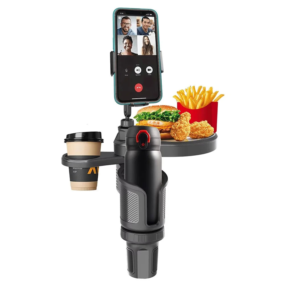 Multifunction Car Cup Holder Food Tray 360 Degree Rotation Mobile Phone Mount Bracket - 2