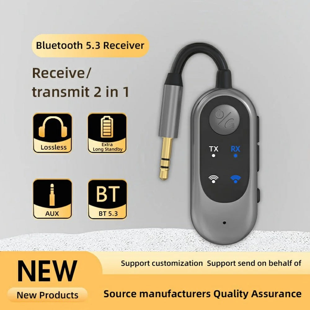 W10 2 in 1 Car Bluetooth-compatible 5.3 Receiver Transmitter Car Stereo Wireless Connection Audio Adapter - 2