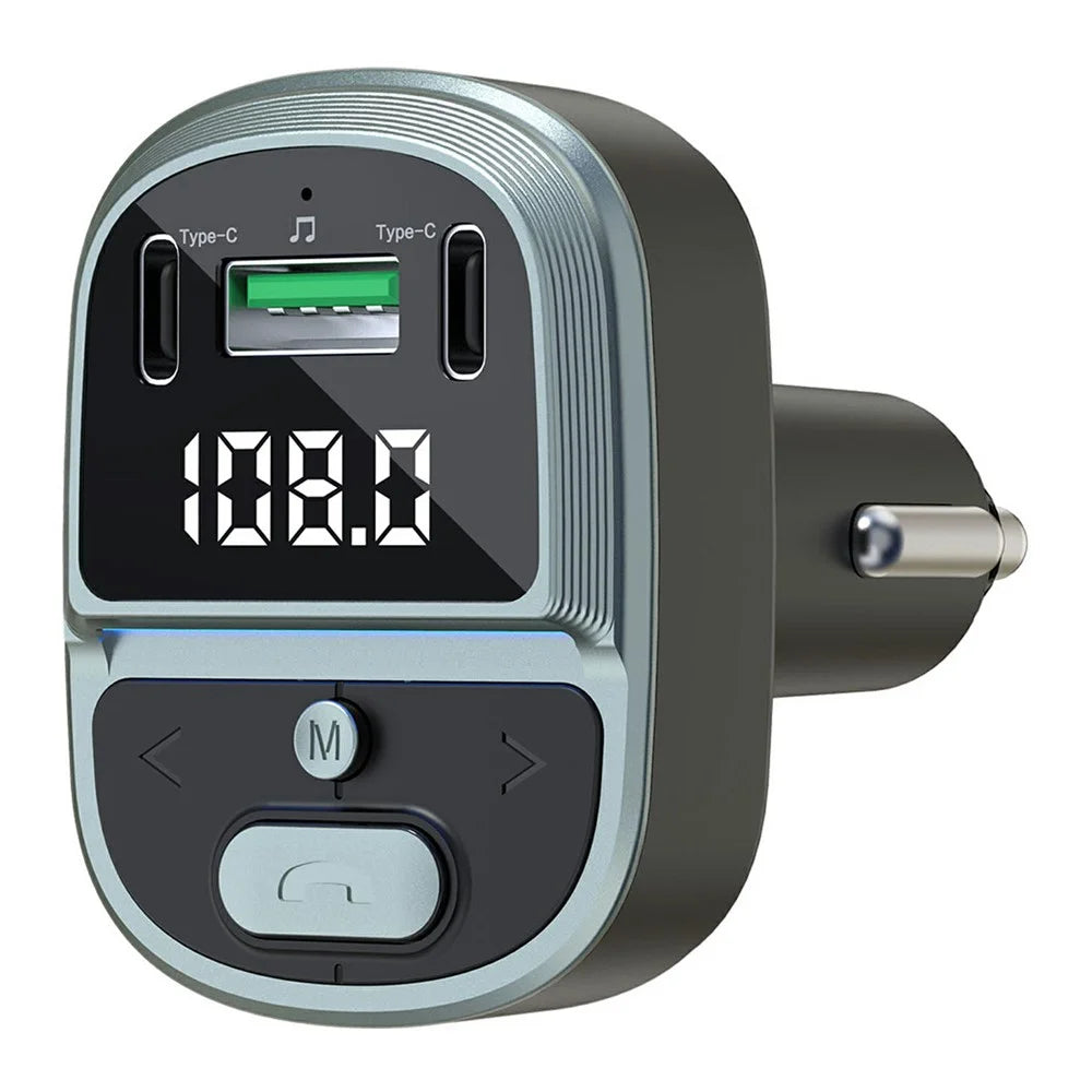 GZ07 Bluetooth-compatible Car Charger Voltage Display MP3 Player Dual Type-C + USB Charging Adapter - 2