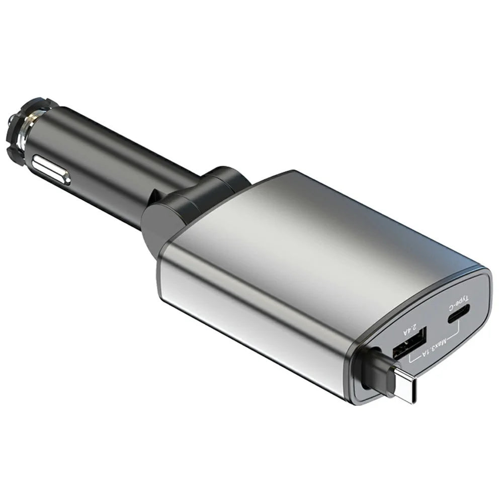 GZ16 Car Voltage Display Charger Bluetooth-Compatible MP3 Player with Retraction Type-C Cable - 2