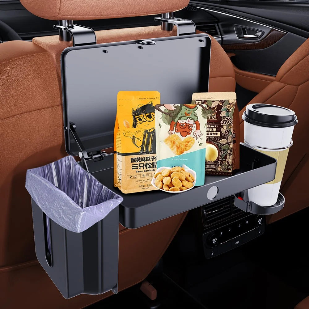 K255 Car Back Seat Food Tray Cup Holder Tissue Box Storage Rack Plastic Expandable Organizer - 5