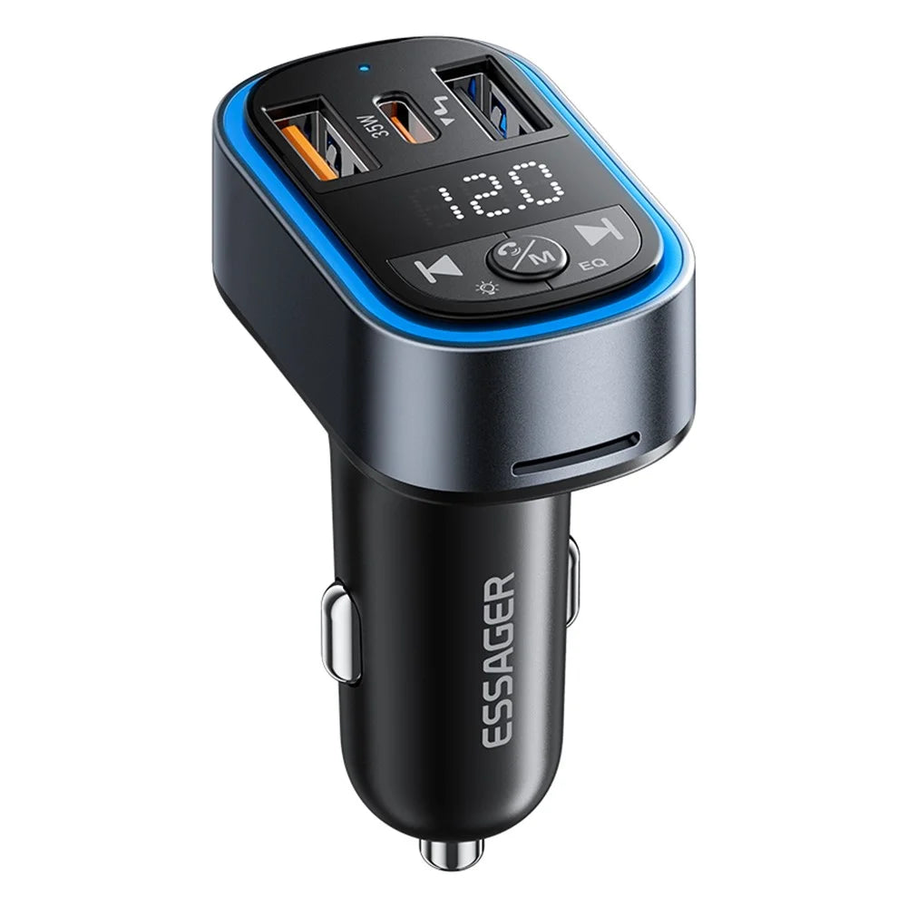 ESSAGER ECCFM-CT0G-P 35W PD Fast Charging Car Charger Dual Ports A+C Intelligent Chip Car Charger for FM MP3 - Grey - 1