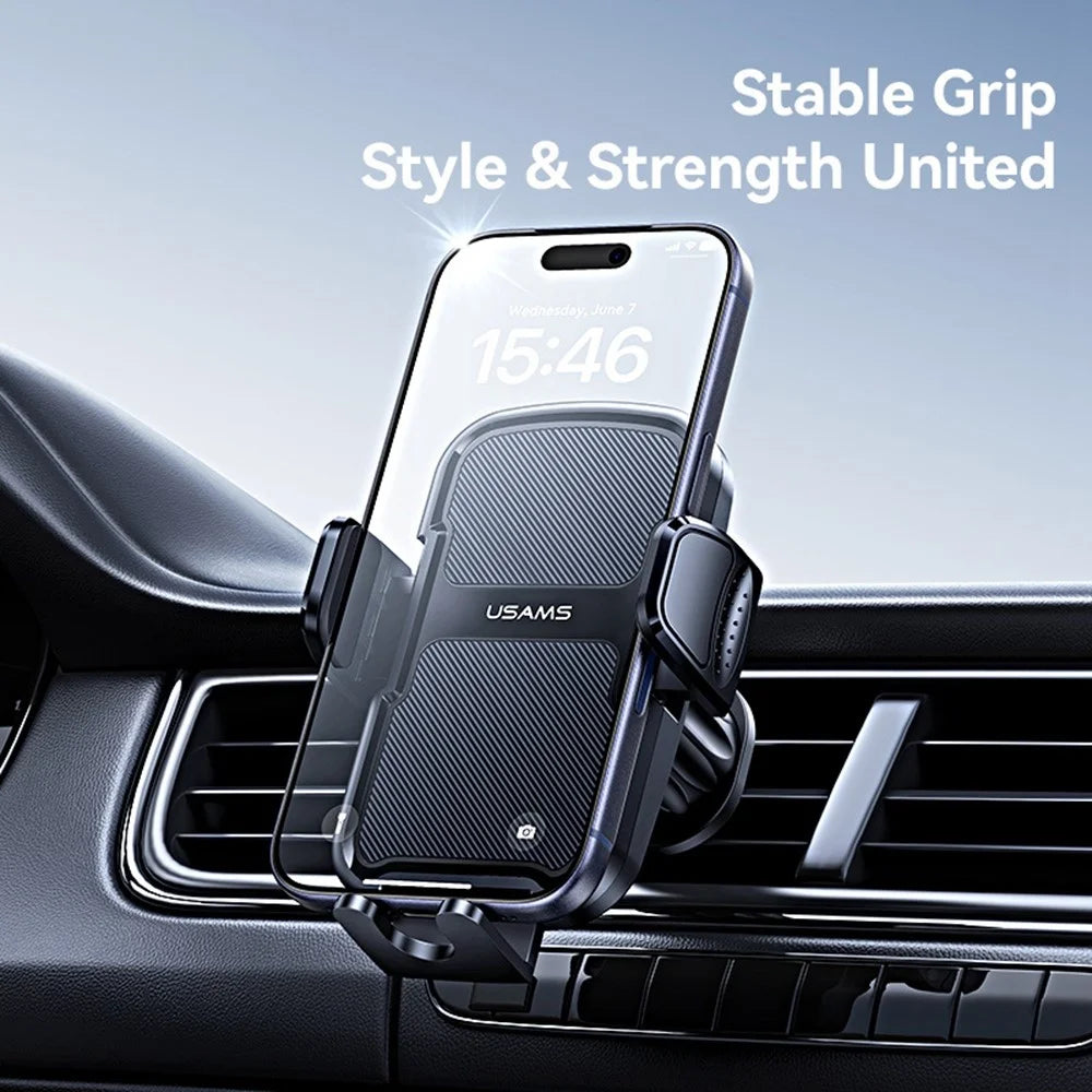 USAMS ZJ085 Air Vent Car Phone Holder One Touch Lock Release Rotating Phone Mount with Alloy Hook - 2